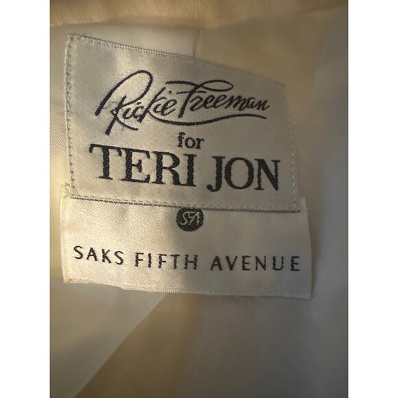 Vtg M Women Rickie Freeman Teri Jon Saks Suit Blazer Ivory Jacket Coat Textured - Picture 7 of 7